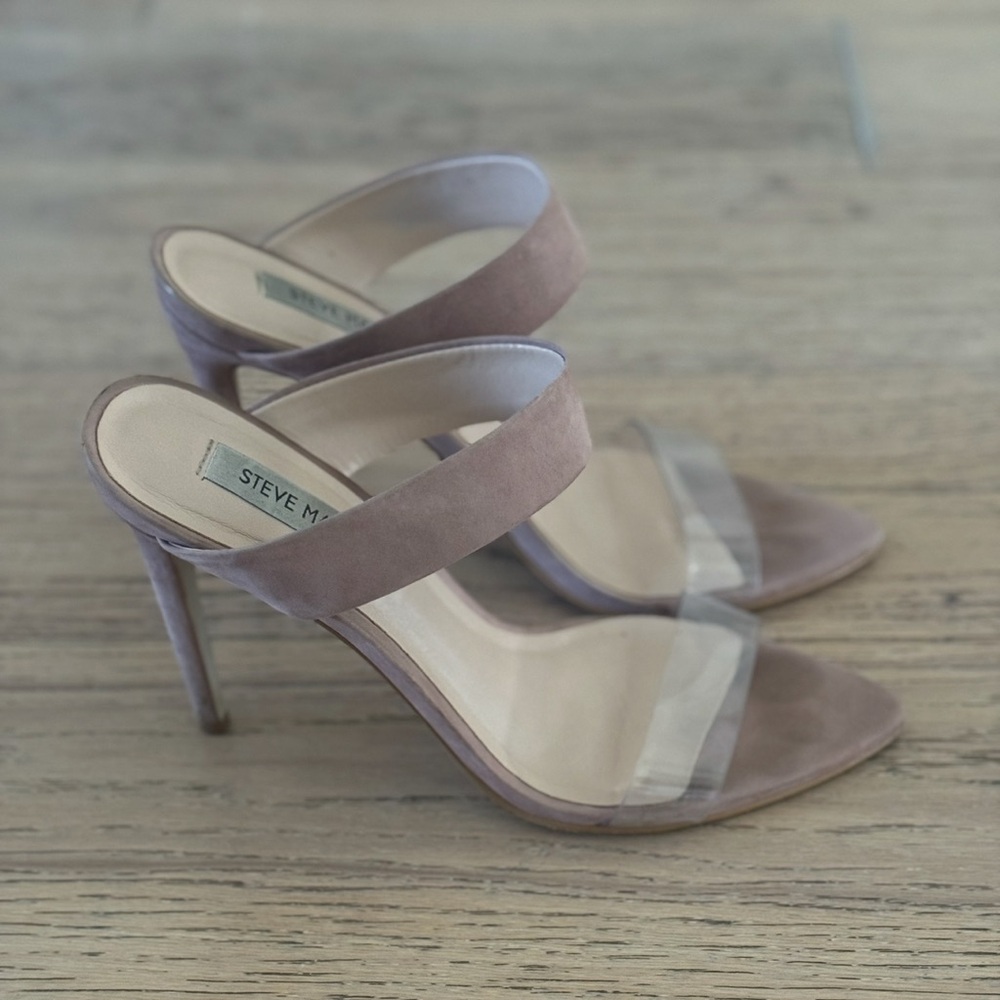 Steve Madden Tan Stiletto Heels with Transparent Strap